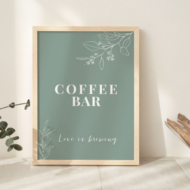 Coffee Bar Sage Green Wedding Sign Poster (Von Creator hochgeladen)
