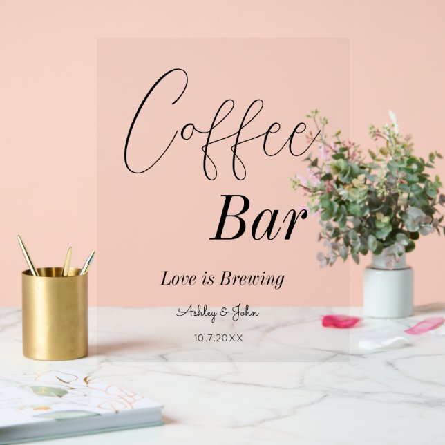 Coffee Bar Wedding Brautparty Acrylschild (Hochzeit)