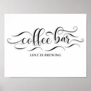 Coffee Bar Wedding Day Sign Poster