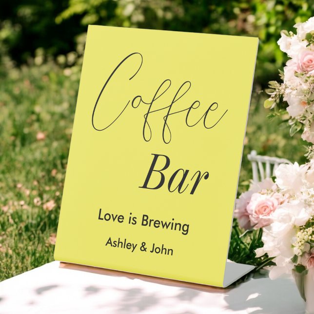 Coffee Bar Yellow Wedding Pedestal Schild (Von Creator hochgeladen)