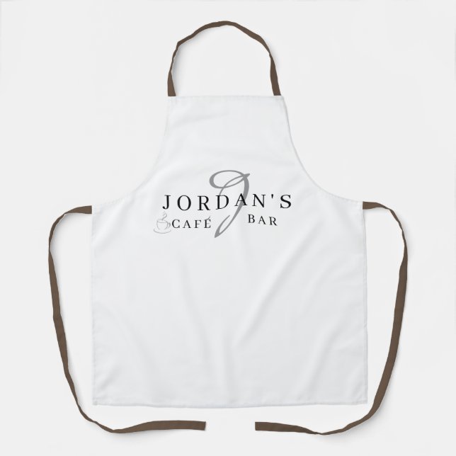 Coffee Barista Cafe Custom White Long Apron Schürze (Vorderseite)
