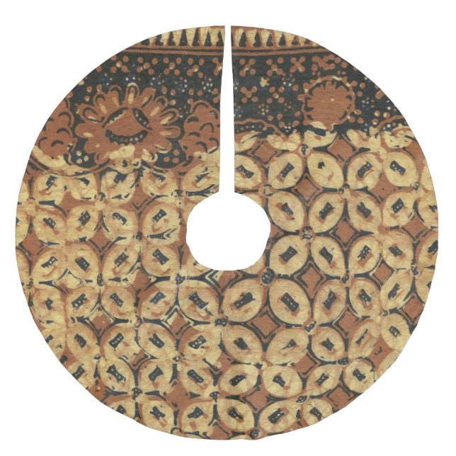 Coffee Bean Batik Art Design Polyester Weihnachtsbaumdecke (Vorderseite)