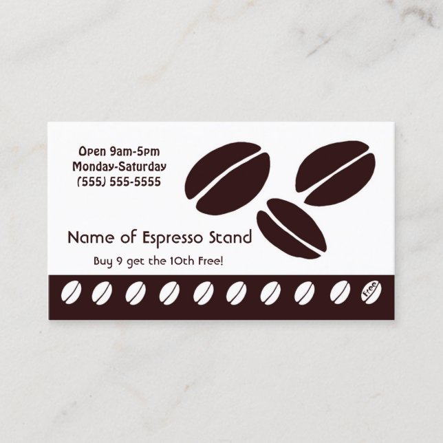 Coffee Bean Espresso Stand Loyalty Punch Card Treuekarte (Vorderseite)