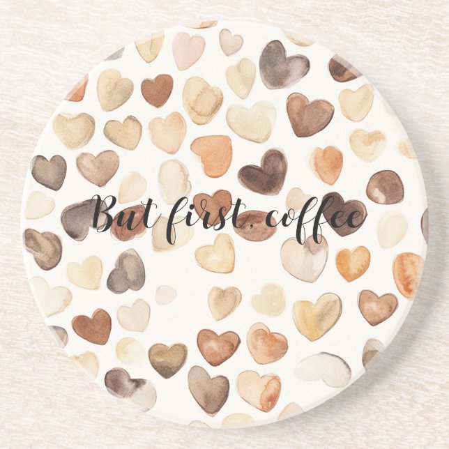 Coffee Bean Hearts Coffee First Getränkeuntersetzer (Vorne)