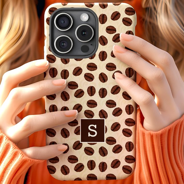 Coffee Bean Swirl Muster Monogram Case-Mate iPhone Hülle (Von Creator hochgeladen)