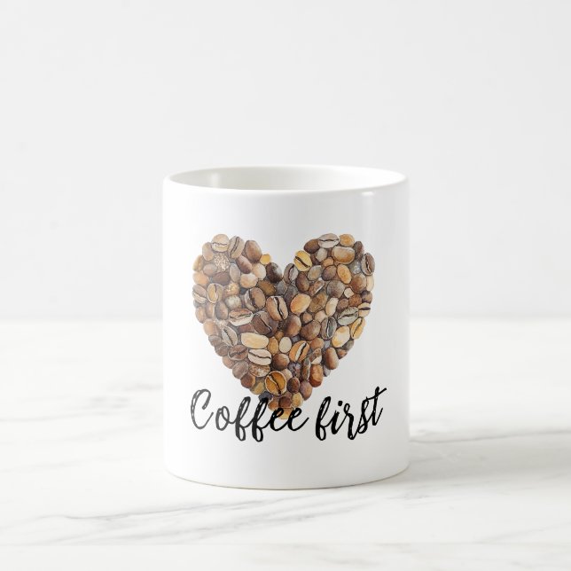 Coffee Beans Heart Kaffeetasse (Mittel)