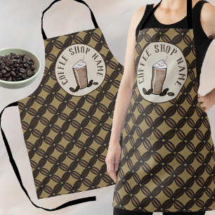 Coffee beans pattern apron with logo and name schürze