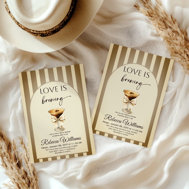 Coffee Beige Espresso Martini Bow Bridal Shower Einladung (Von Creator hochgeladen)