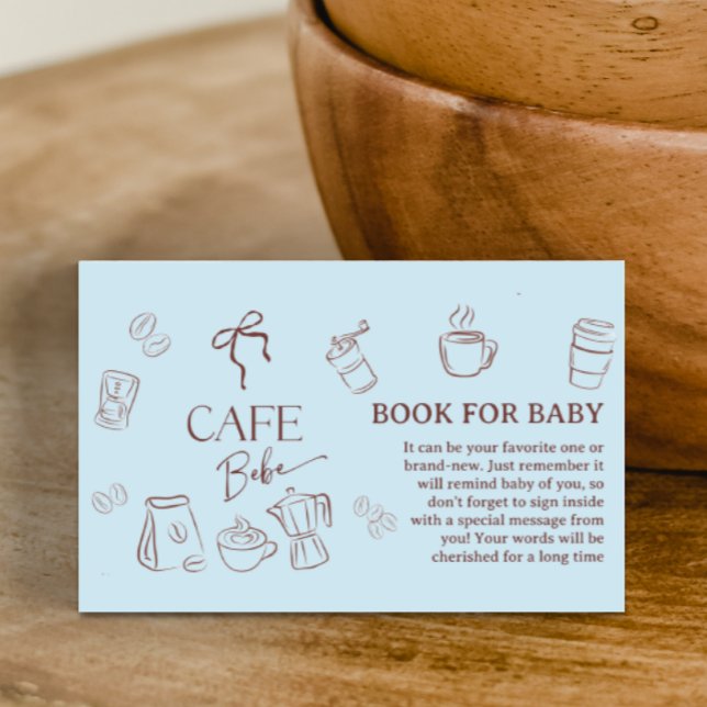 Coffee Blue Bow Cafe Bebe Boy Book For Baby Shower Begleitkarte (Von Creator hochgeladen)