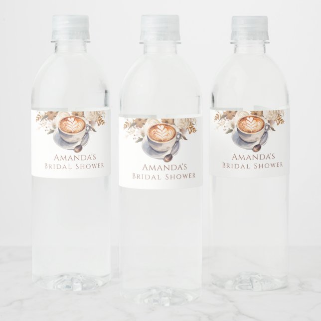Coffee Boho Brautparty Wasserflaschenetikett (Flaschen)