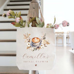 Coffee Boho Floral Bridal Shower  Tragetasche<br><div class="desc">Coffee Boho Floral Bridal Shower Tote Bag</div>