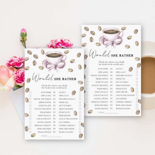 Coffee Bow Brautparty Möchten Sie lieber spielen? (Von Creator hochgeladen)