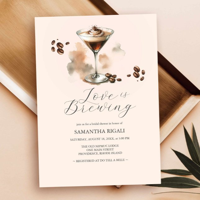 Coffee Brautparty Espresso Martini Einladung (Coffee bridal shower invitations espresso martini modern watercolor design)
