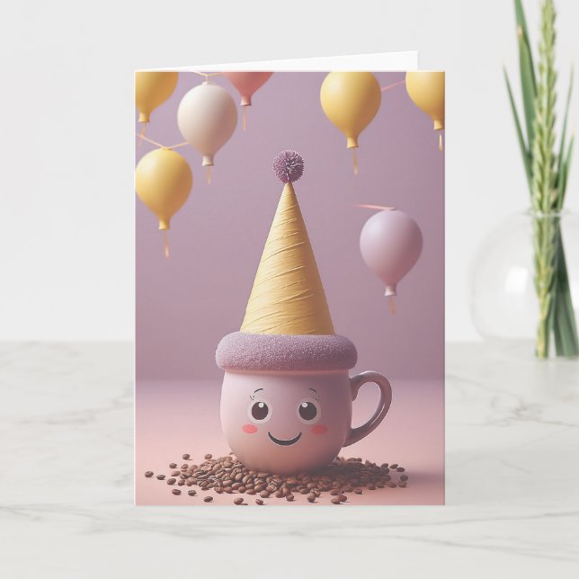 Coffee Break Birthday Karte (Vorderseite)
