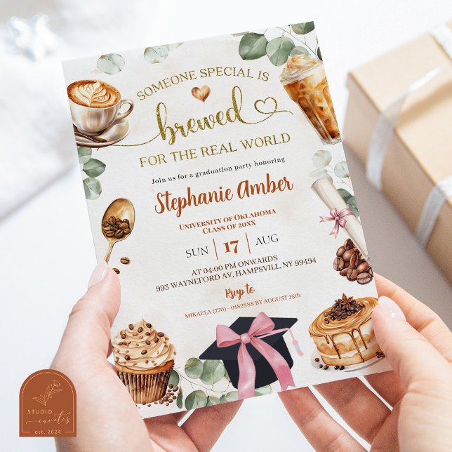 Coffee Brewing Graduation Party Invitation Einladung (Von Creator hochgeladen)