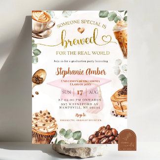 Coffee Brewing Graduation Party Invitation Einladung