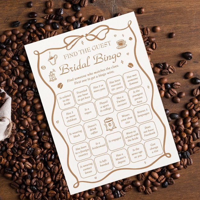 Coffee Bridal Shower Find the Guest Bingo Game  Einladung (Von Creator hochgeladen)