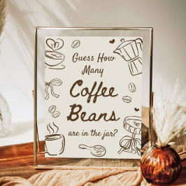 Coffee Bridal Shower Guess How Many Coffee Beans Poster