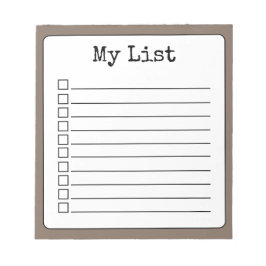 Coffee Brown Retro Custom Checklist Linke Notizblock