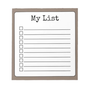 Coffee Brown Retro Custom Checklist Linke Notizblock