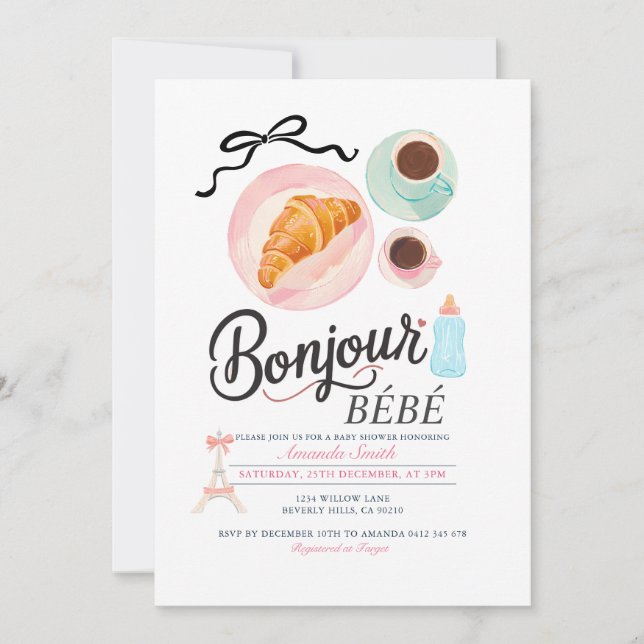 Coffee Brunch Oui Brautparty Einladung (Vorderseite)