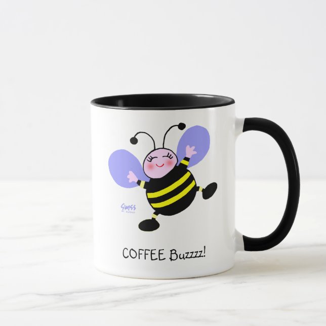 Coffee Buzz Bumblebee Coffein Addict Niedlich Funn Tasse (Rechts)