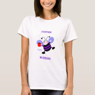 Coffee Buzz Coffeine Lover Lila Cartoon Biene T-Shirt
