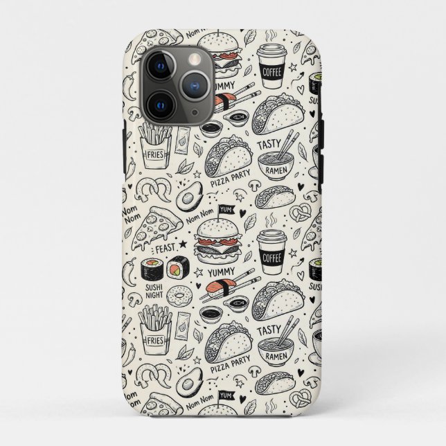 Coffee & Café Doodle Pattern –Cute Hand Drawn Food Case-Mate iPhone Hülle (Rückseite)