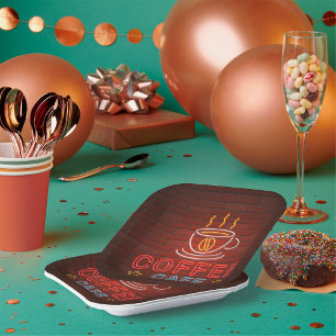 Coffee Café Neon Sign Pappteller