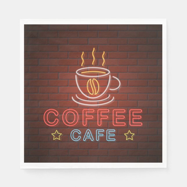 Coffee Café Neon Sign Serviette (Vorderseite)