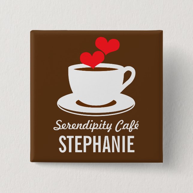 Coffee Café Shop Custom Employee Name Abzeichen Button (Vorderseite)
