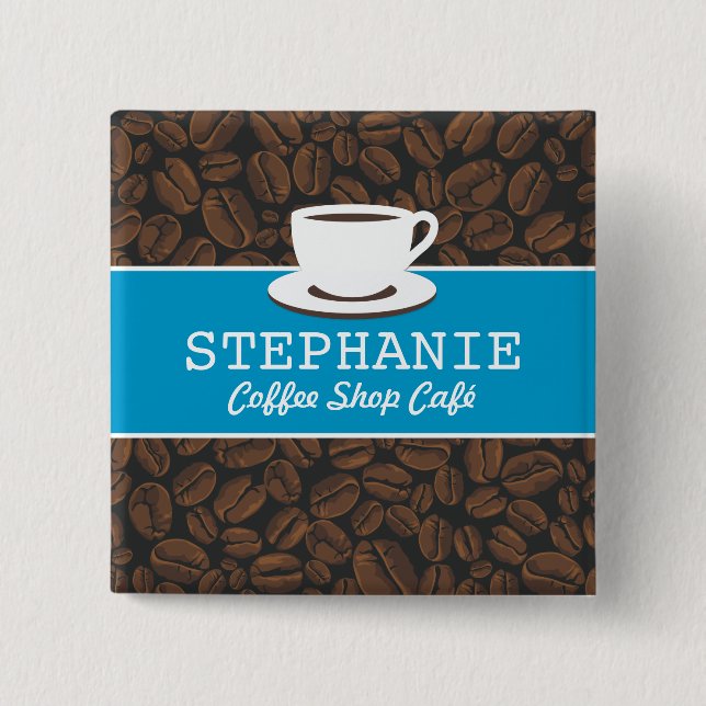 Coffee Café Shop Custom Employee Name Abzeichen Button (Vorderseite)