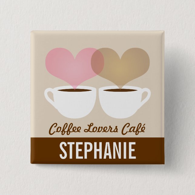 Coffee Café Shop Custom Employee Name Abzeichen Button (Vorderseite)