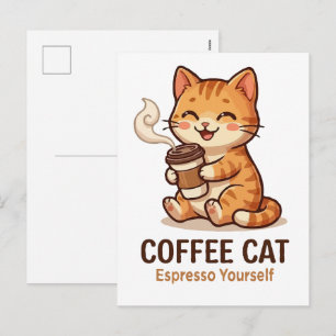 Coffee Cat Espresso Yourself Süße Katze Feiertagspostkarte