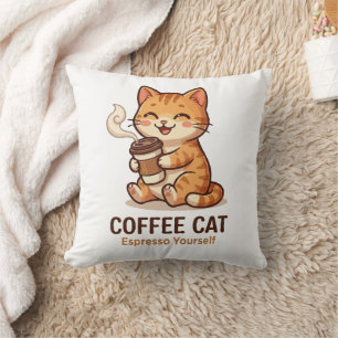 Coffee Cat Espresso Yourself Süße Katze Kissen