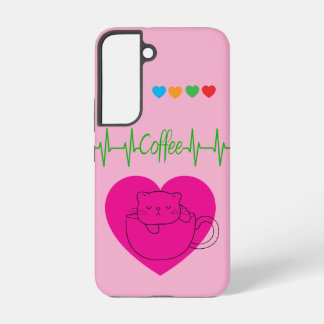 Coffee Cat in Cup Samsung Case – Pink Samsung Galaxy Hülle