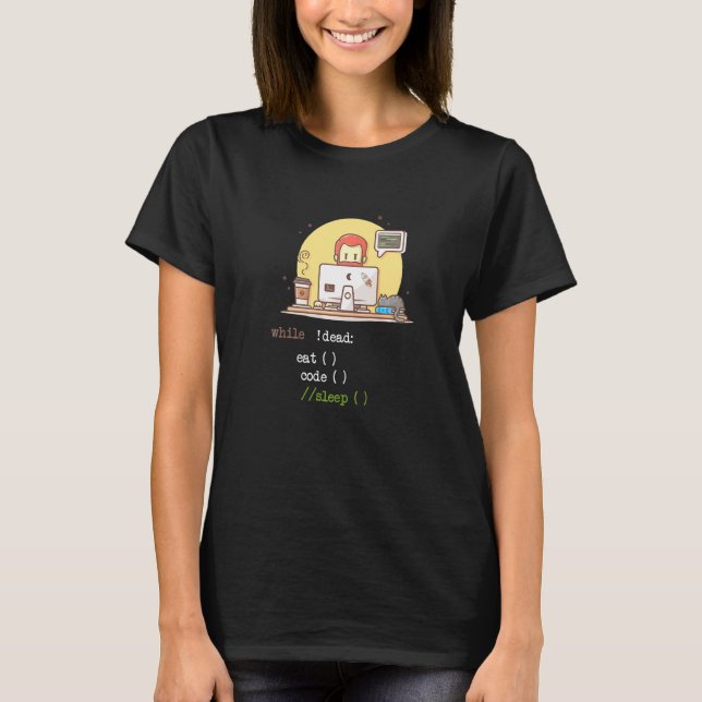 Coffee Cat IT Programmcode Programmer Coder Comput T-Shirt (Vorderseite)