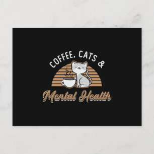 Coffee Cats & Mental Health Care Anxiety Awareness Postkarte
