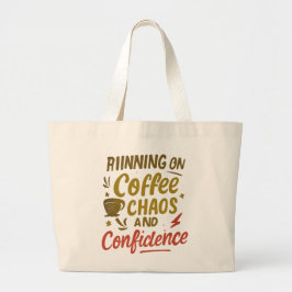 Coffee, Chaos & Confidence – Relatable Funny Quote Jumbo Stoffbeutel