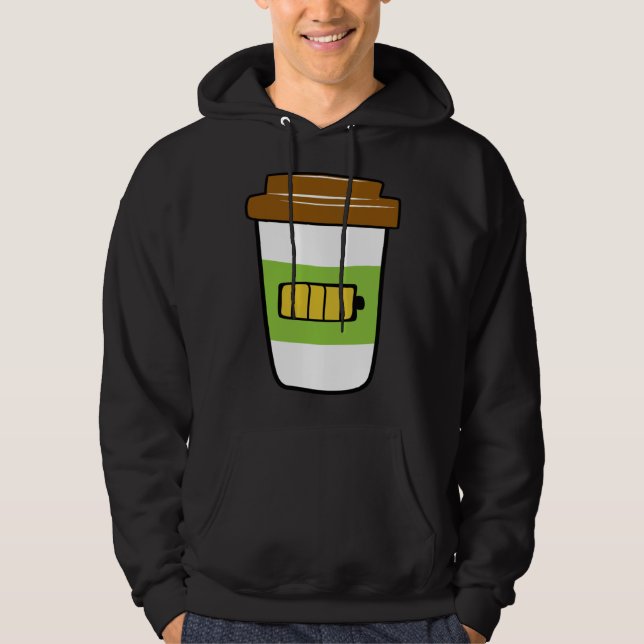 Coffee Charging  Battery Graphic Plus Size Hoodie (Vorderseite)