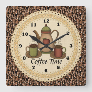 Coffee-Clock Quadratische Wanduhr