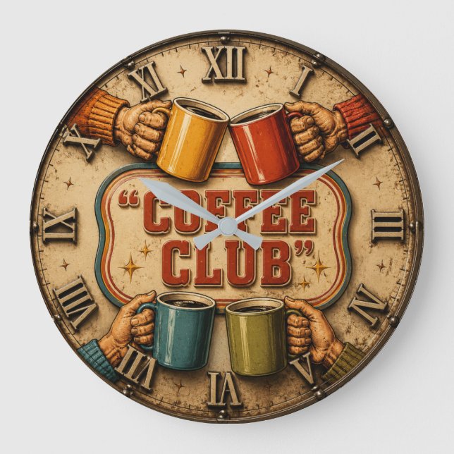 Coffee Club Große Wanduhr (Vorderseite)