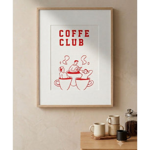 Coffee Club Poster   Minimalistisches Kaffee-Wandk