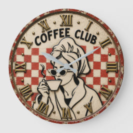 Coffee Club Vintage Retro Coffee Lover Kitchen Große Wanduhr