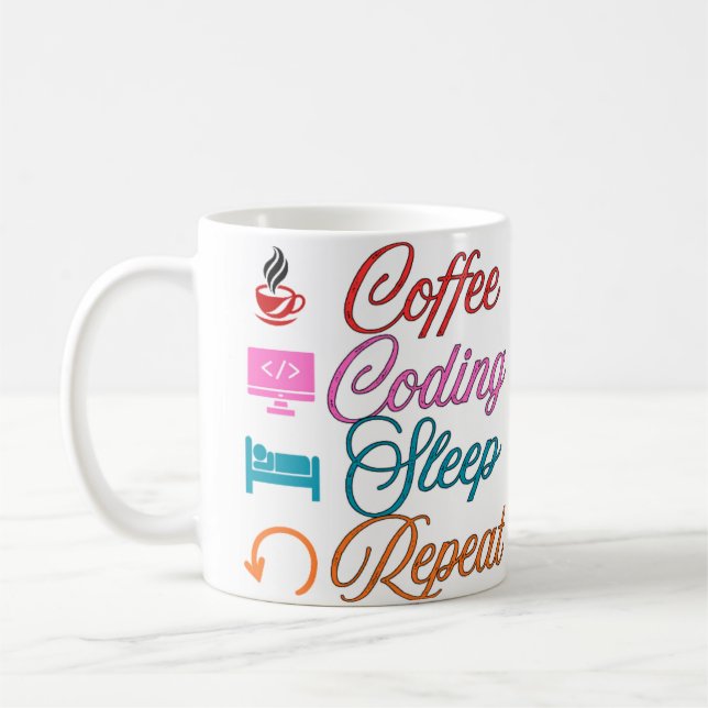 Coffee Coding Sleep Repeat - Programmierer  Kaffeetasse (Links)