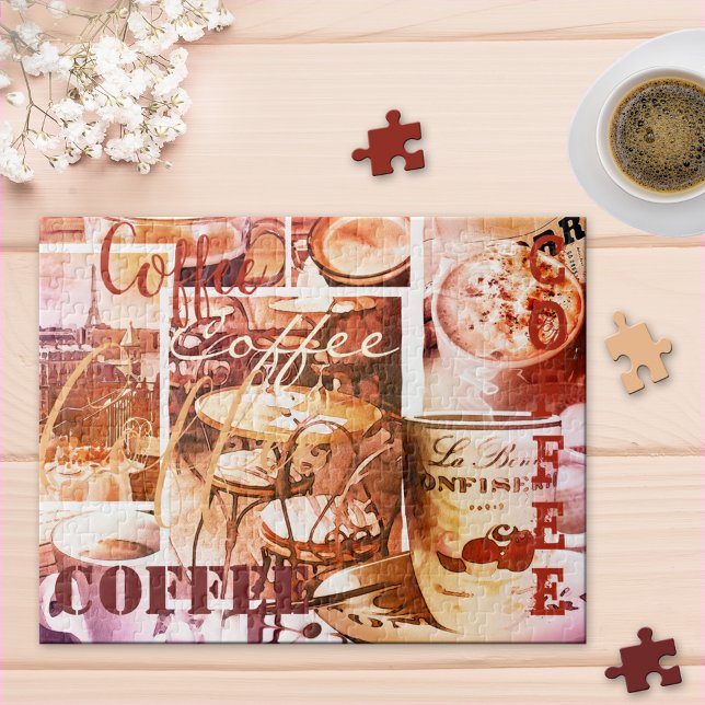 Coffee Collage Script Overlay Personalisiertes Puz Puzzle (Von Creator hochgeladen)