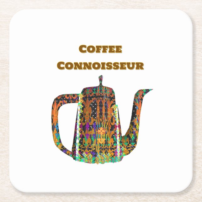 Coffee Connoisseur Floral Coffee Pot Rechteckiger Pappuntersetzer (Vorderseite)