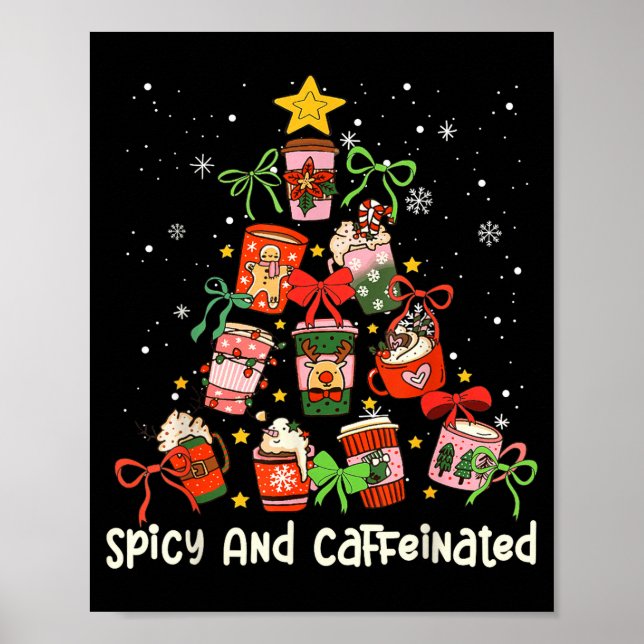 Coffee Coquette Bow Xmas Tree Christmas Scy Caffei Poster (Vorne)