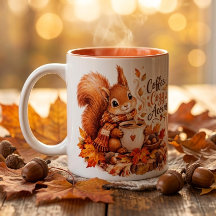 Coffee Cozy & Acorns Squirrel Mug – Herbst-Wasserf