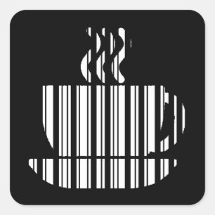 COFFEE CUP BAR CODE Tasse Barcode Muster Design Quadratischer Aufkleber
